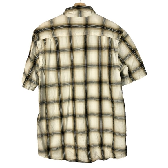 Carhartt Tall White & Beige Plaid Loose Fit Short Sleeve Button Down L - Picture 2 of 3